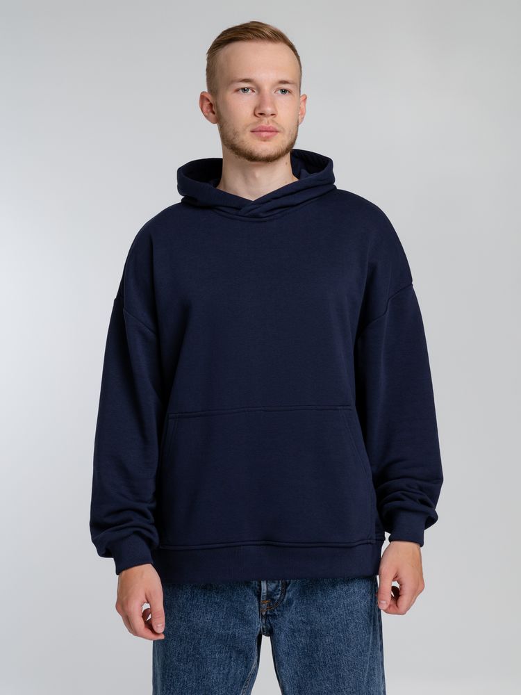 Худи оверсайз Kulonga Comfort, темно-синее с логотипом