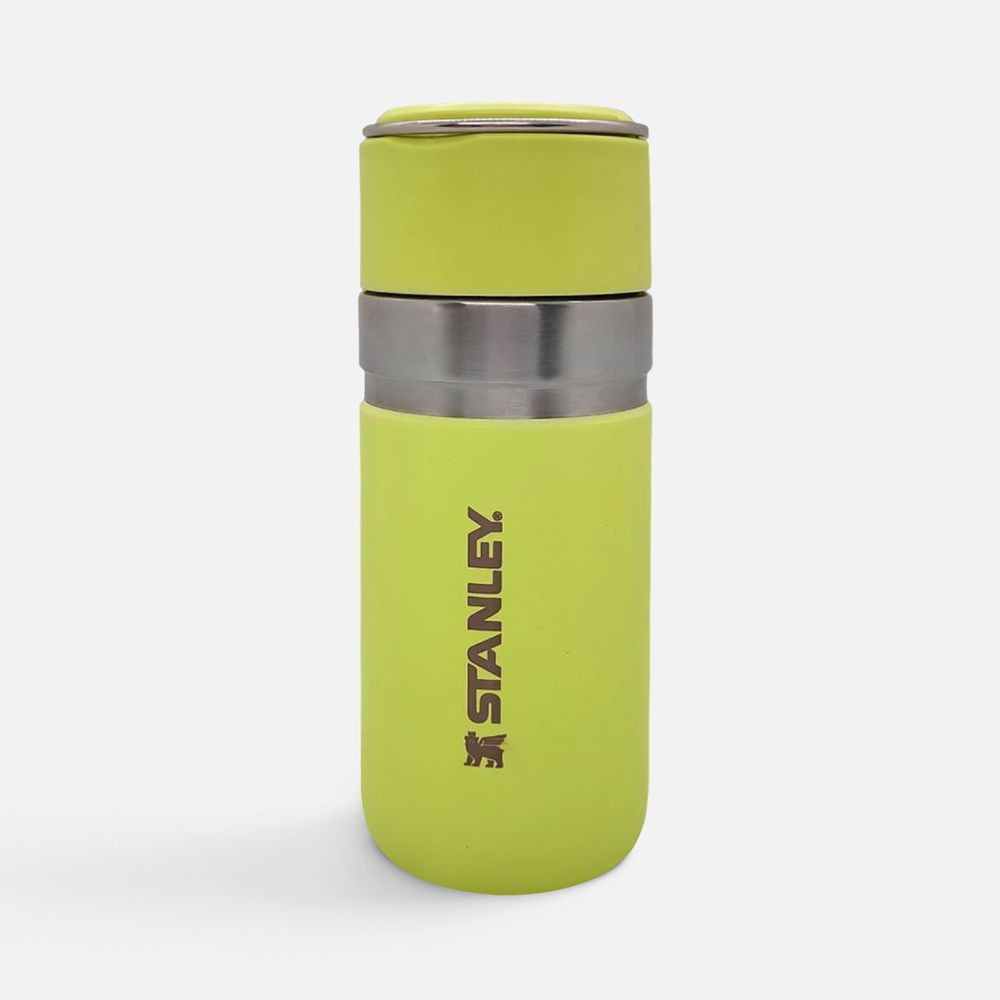 Термобутылка Go Quick Flip 470, желто-зеленая (цитрон) с логотипом