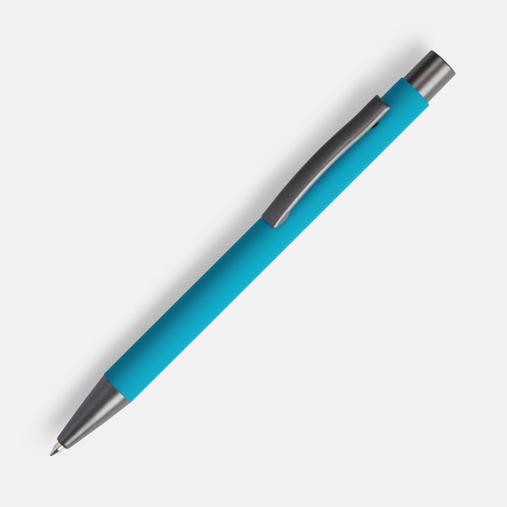 Ручка шариковая Atento Soft Touch, бирюзовая с логотипом
