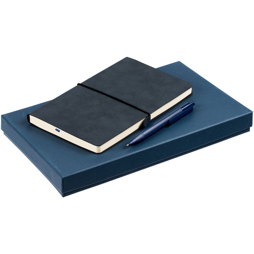 Набор Nubuk Simple, синий с логотипом