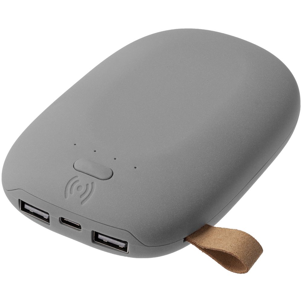 Аккумулятор с беспроводной зарядкой Pebble Wireless 9000 мАч, серый с логотипом