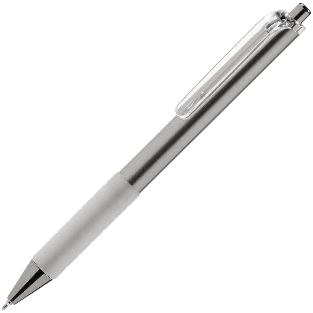 Ручка шариковая Easy Grip, серебристая с логотипом