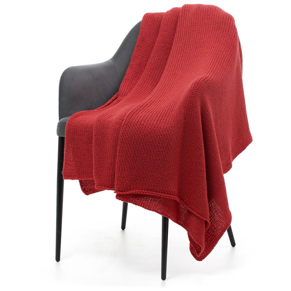 Плед Knitly, красный (коралл) с логотипом