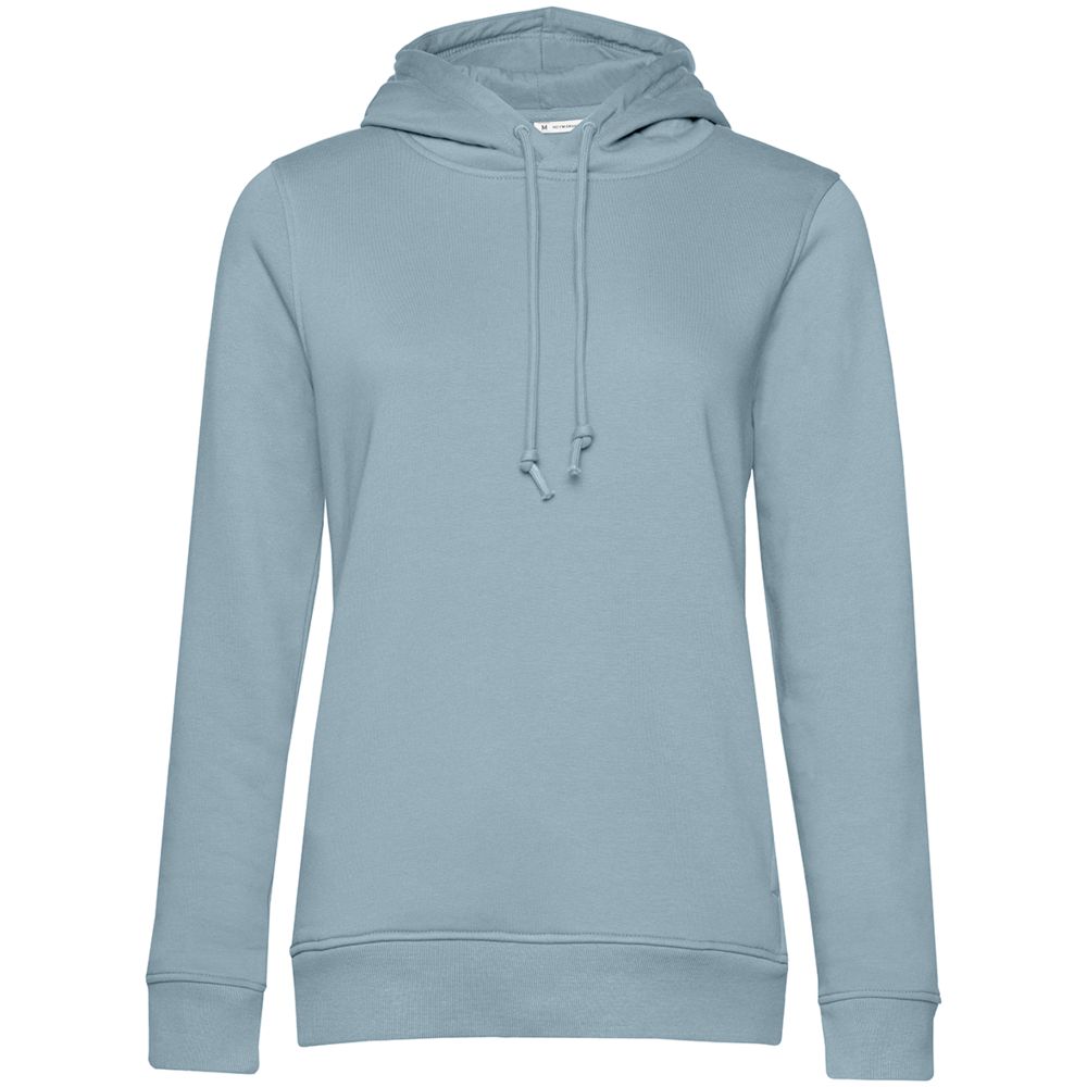 Толстовка с капюшоном женская BNC Inspire (Organic), серо-голубая с логотипом