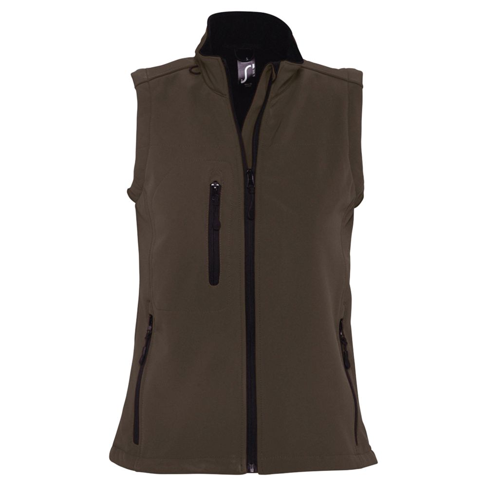 Жилет женский софтшелл Rallye Women шоколадно-коричневый с логотипом