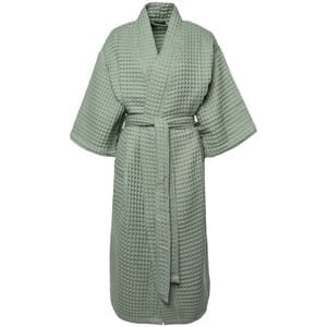 Халат вафельный женский Boho Kimono, зеленая мята с логотипом