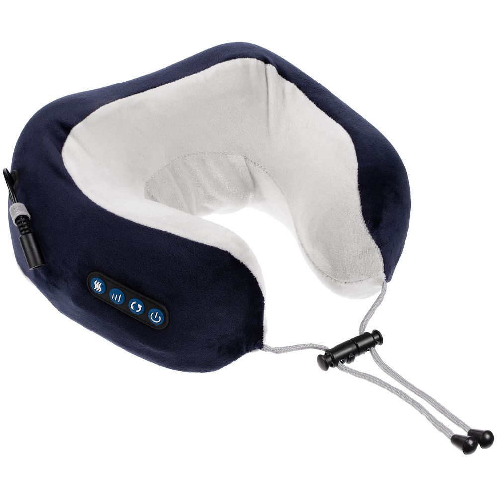 Дорожная подушка-массажер inRelax, синяя с логотипом