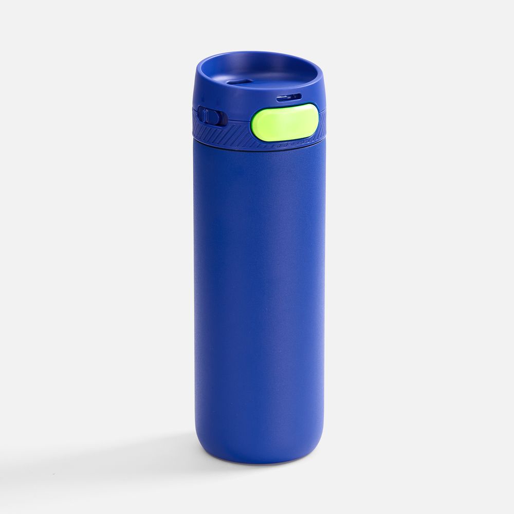 Термостакан X1 с цветной кнопкой, синий с желтым с логотипом