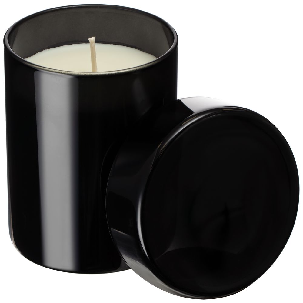 Ароматическая свеча Flikka, сандал и амбра, черная с логотипом