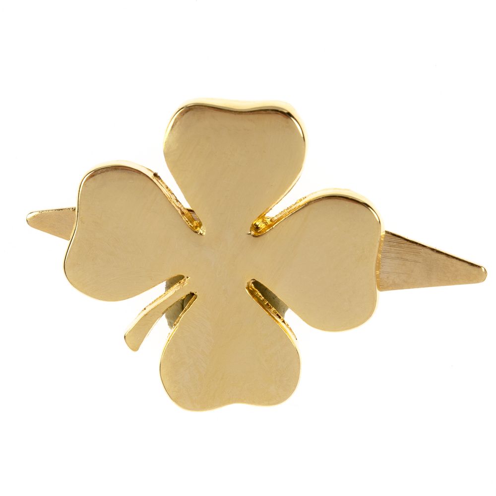 Шильдик «Счастливый клевер», золотистый с логотипом