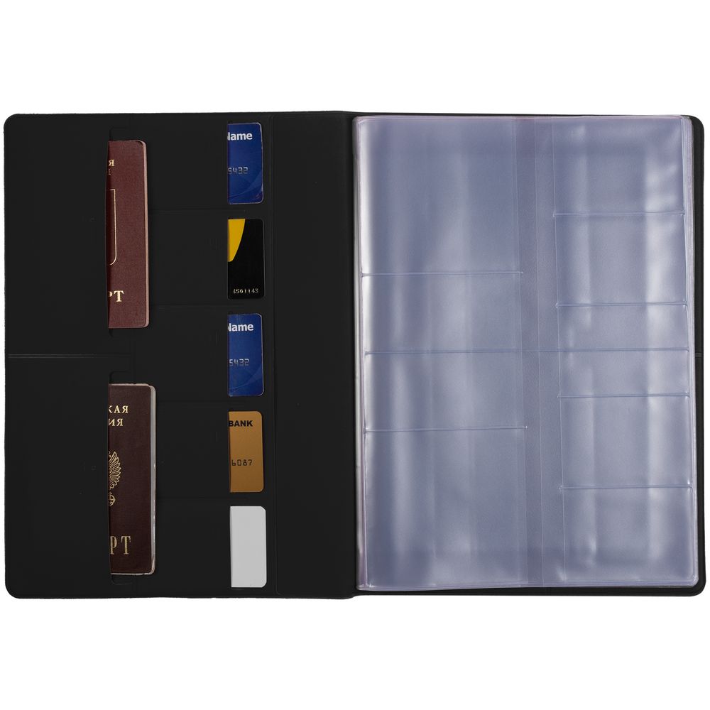 Папка для хранения документов Devon Maxi, черная с логотипом