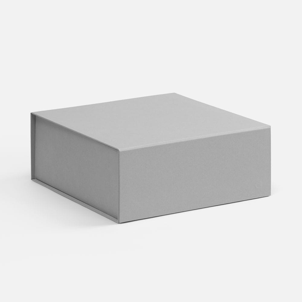 Коробка складная Quadra Fold, серая с логотипом