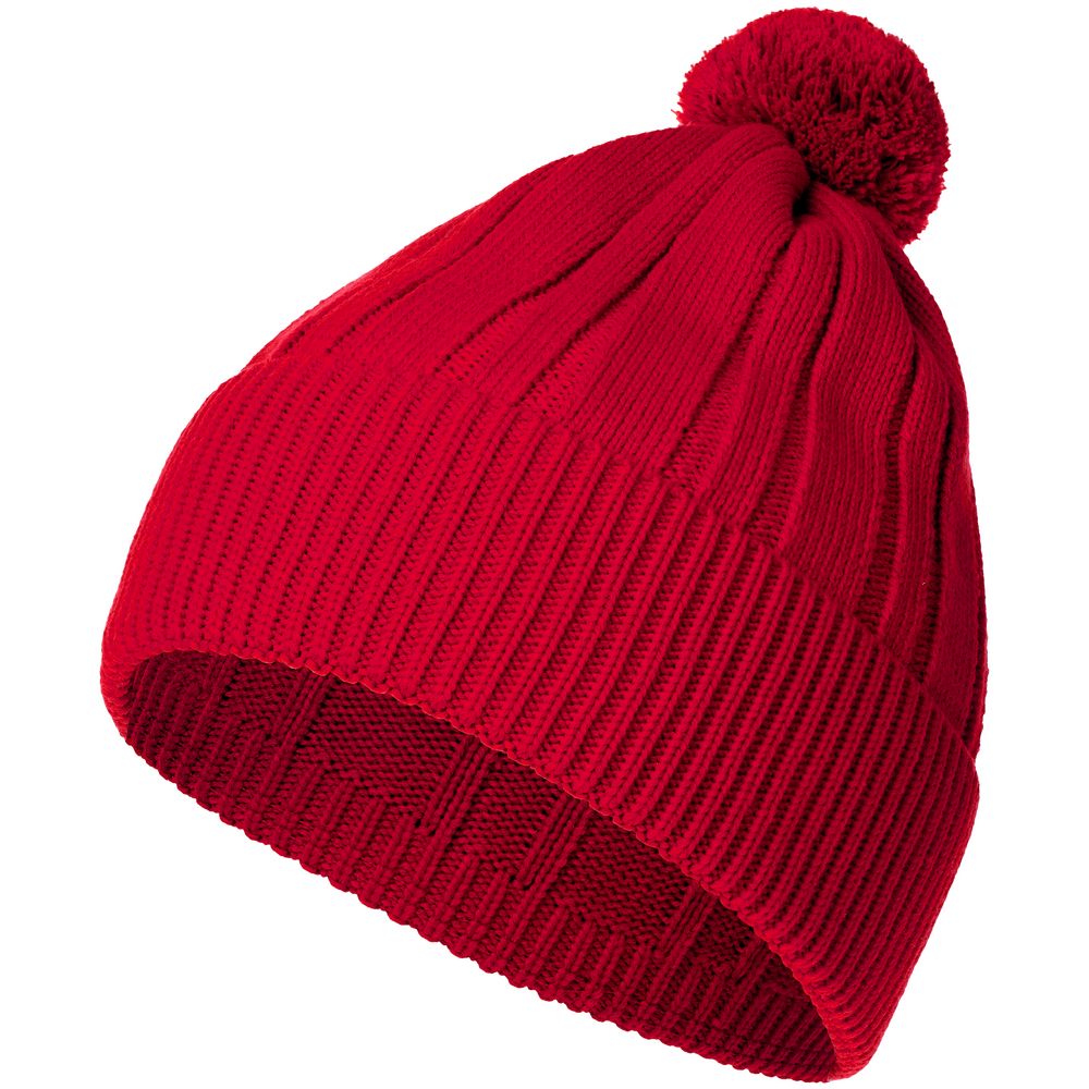 Шапка Knit Beat, красная с логотипом