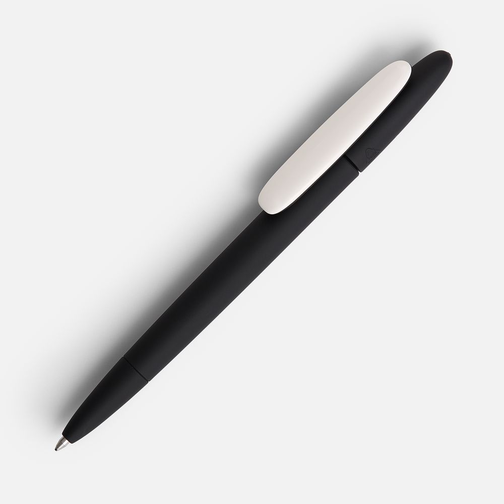 Ручка шариковая Prodir DS5 TRR-P Soft Touch, черная с белым с логотипом