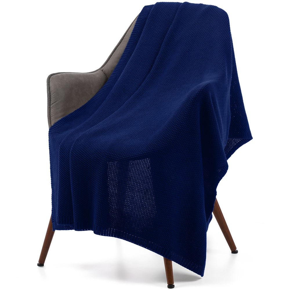 Плед Longview, темно-синий (сапфир) с логотипом