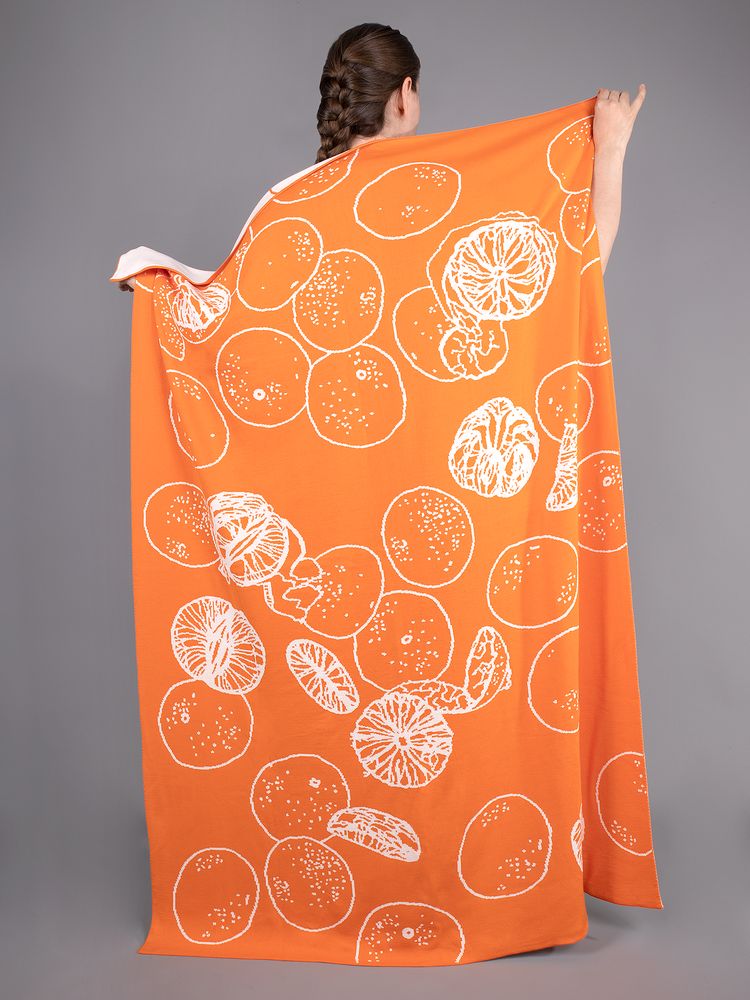 Плед Citrion, оранжево-белый с логотипом