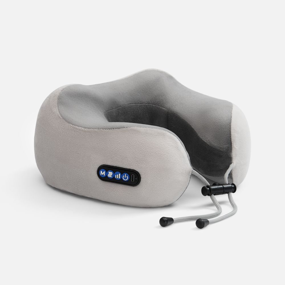 Дорожная подушка-массажер inRelax, ver.2, серая с логотипом