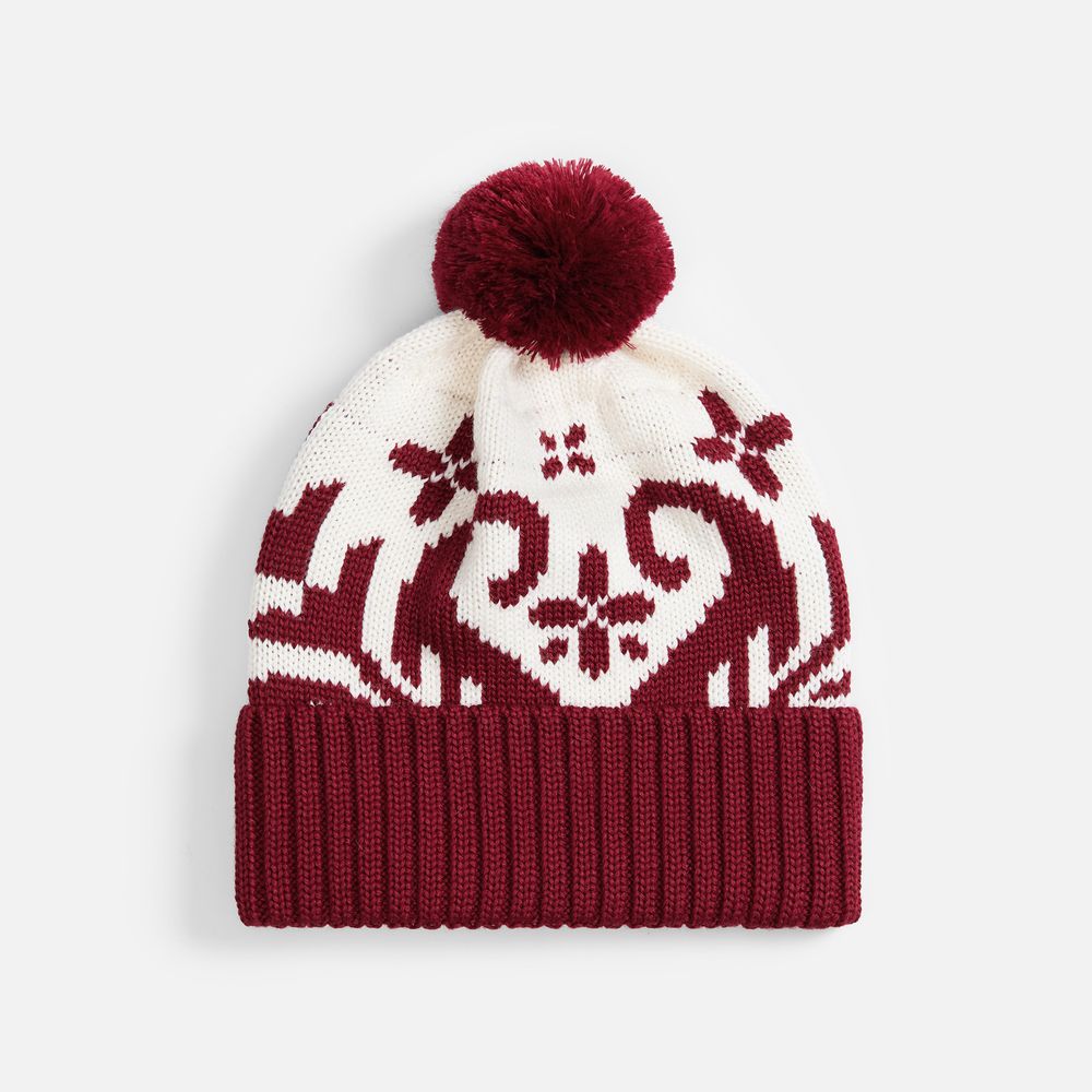 Шапка Wintertude, красная с белым с логотипом