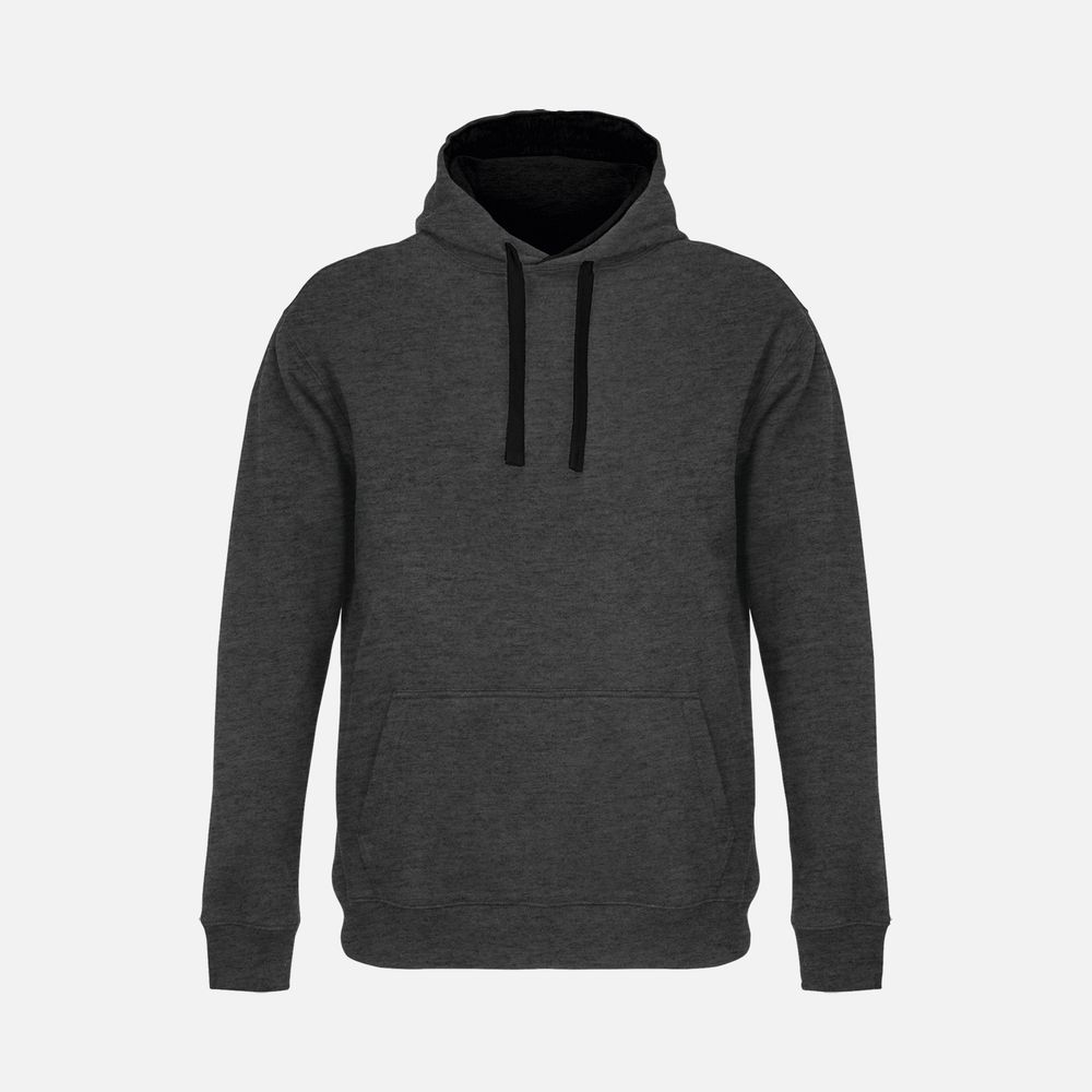 Худи унисекс Cameron, черный меланж с черным с логотипом