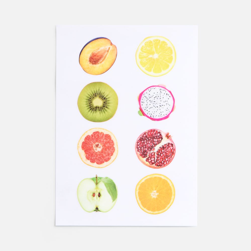 Стикерпак UV-DTF Round, фрукты с логотипом