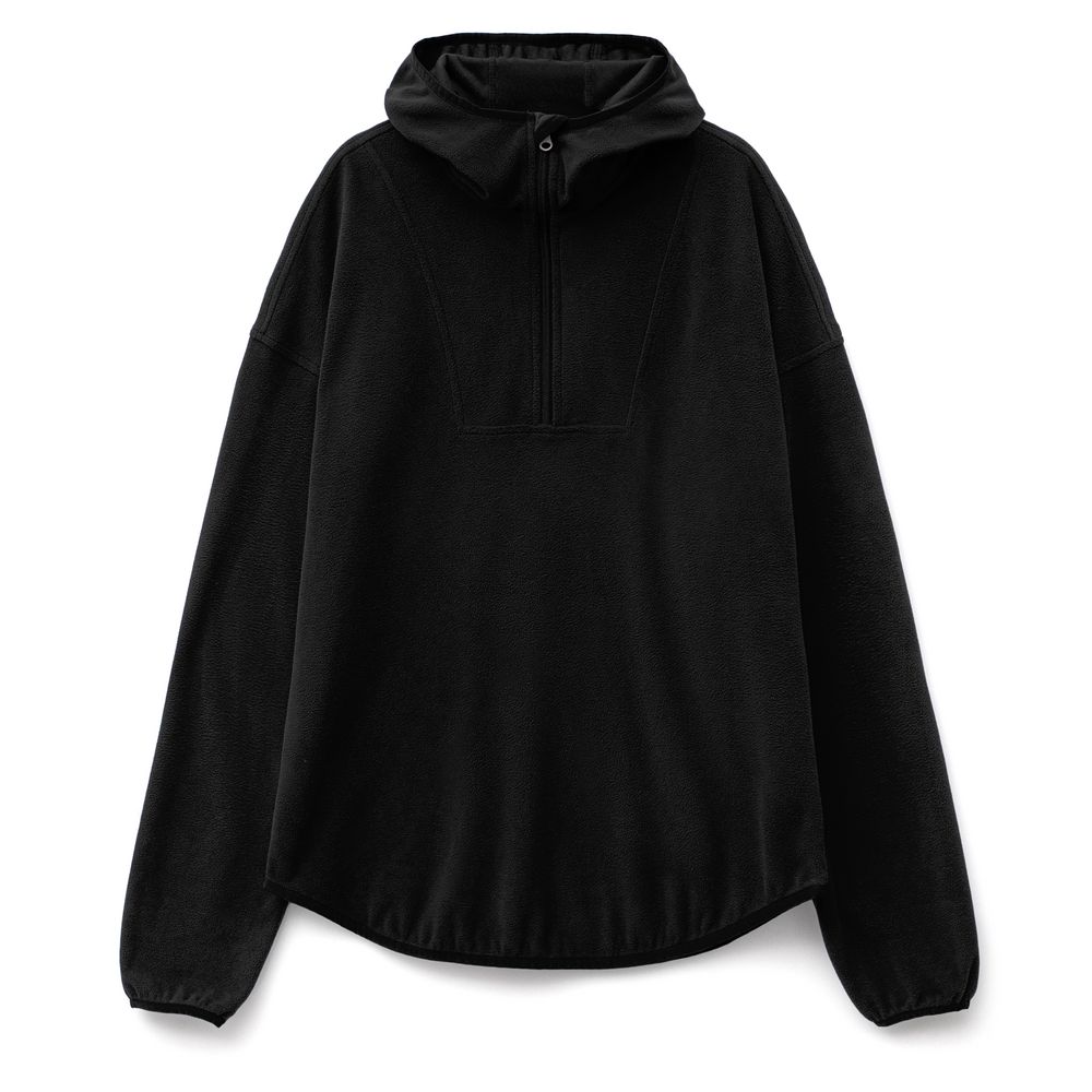 Анорак флисовый унисекс Fliska, черный с логотипом