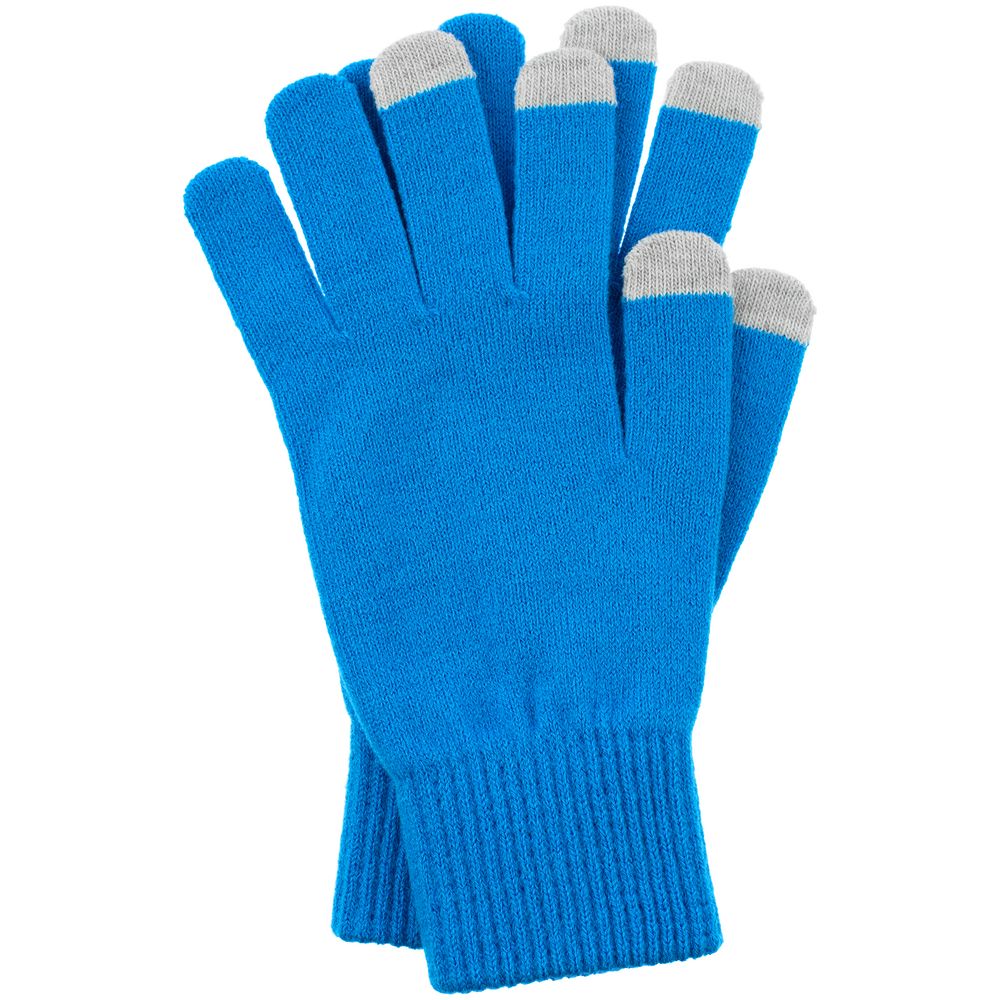 Перчатки сенсорные Urban Flow, ярко-голубые с логотипом