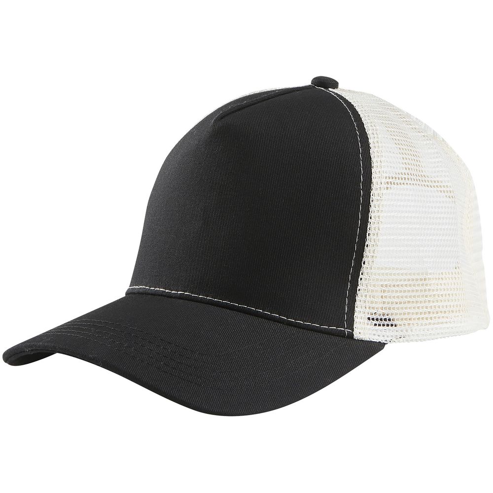 Бейсболка Blink, черная с молочно-белым с логотипом