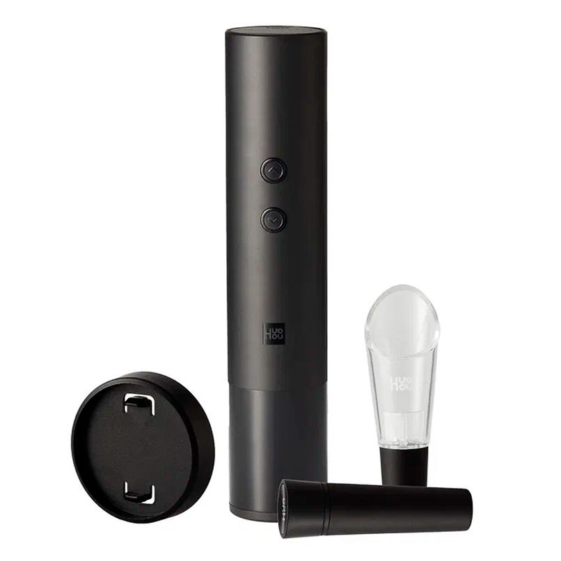 Винный набор HuoHou Electric Wine Bottle Opener 4 in 1, черный с логотипом
