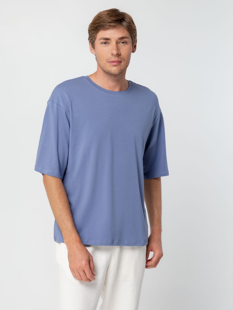 Футболка унисекс оверсайз Street Vibes, синяя (лавандовая) с логотипом