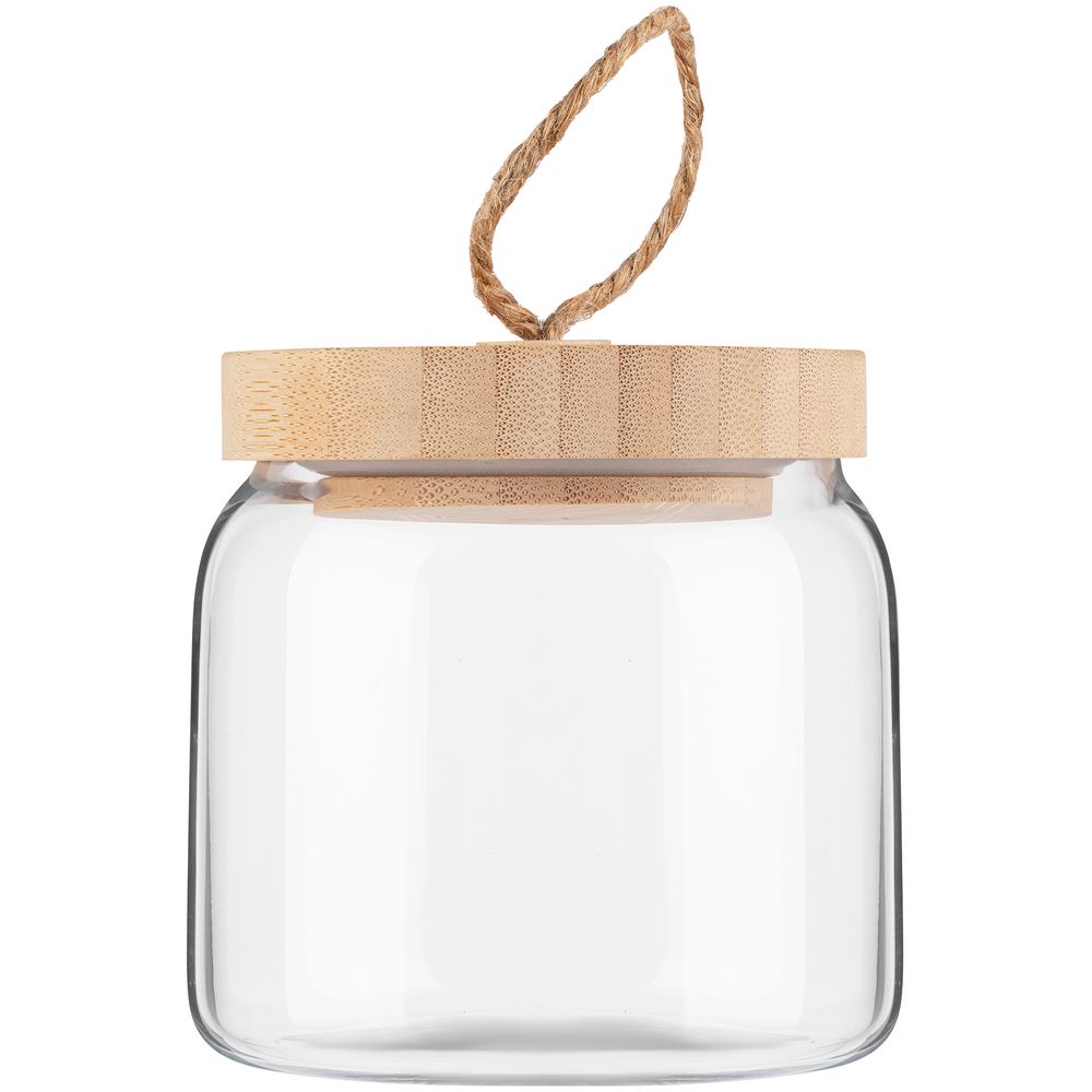Банка с бамбуковой крышкой Woody S с логотипом