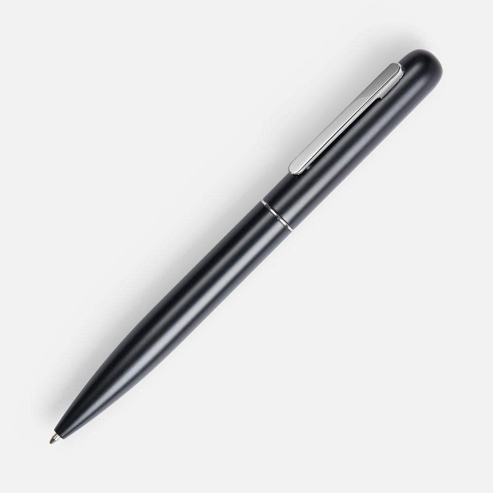 Ручка шариковая Scribo, матовая черная с логотипом