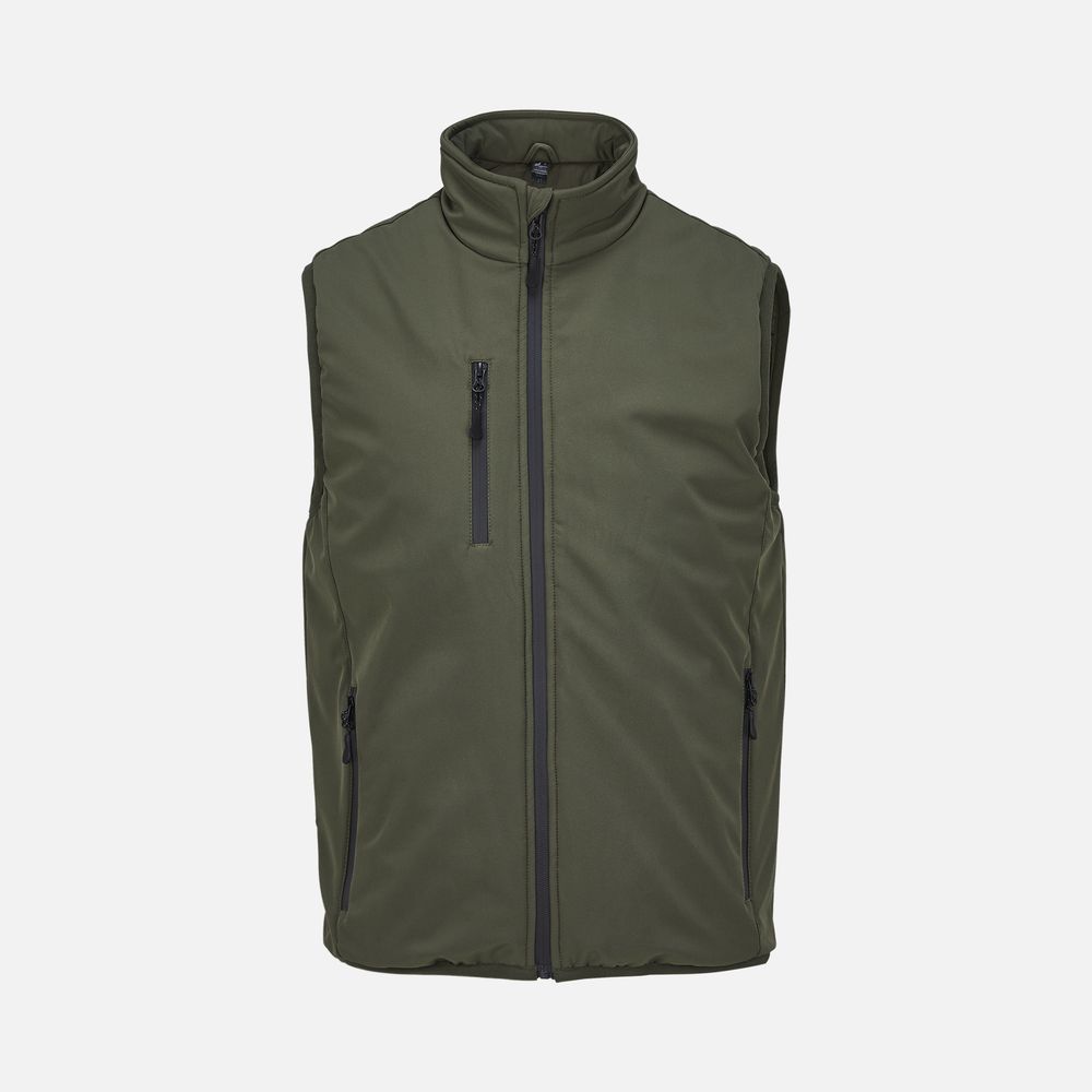 Жилет софтшелл унисекс Falcon BW, темный хаки с логотипом