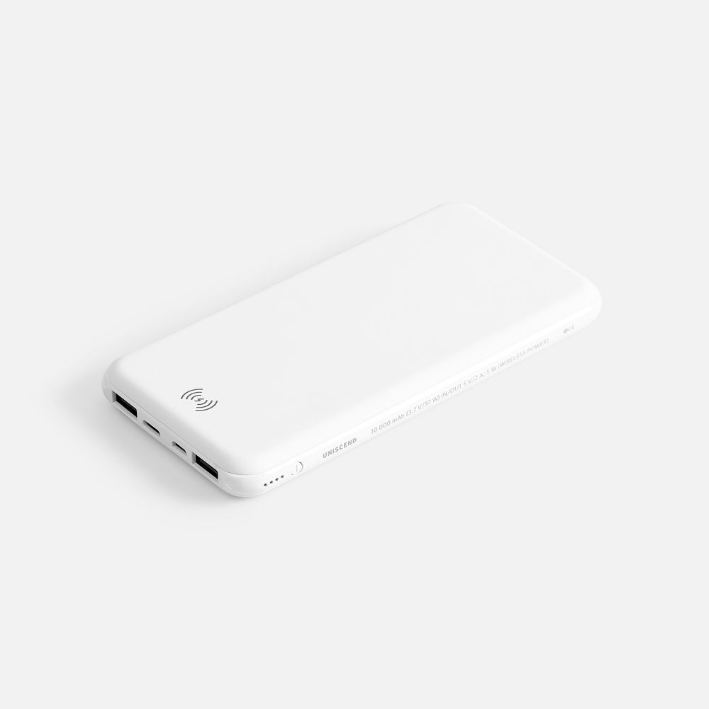 Аккумулятор с беспроводной зарядкой All Day Wireless, 10000 мАч, белый с логотипом
