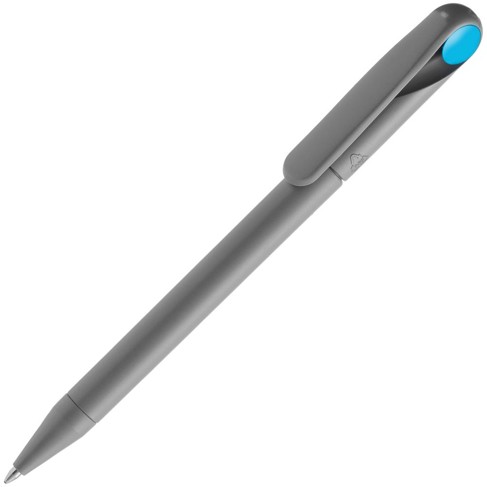 Ручка шариковая Prodir DS1 TMM Dot, серая с голубым с логотипом