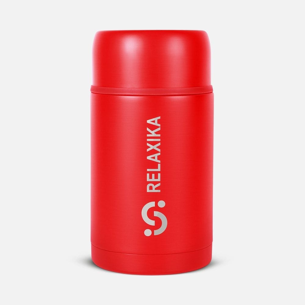 Термос для еды Relaxika 1000, красный с логотипом