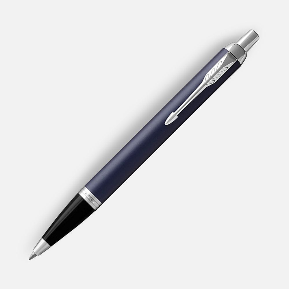 Ручка шариковая Parker IM Core Matte Blue CT, темно-синяя с черным с логотипом