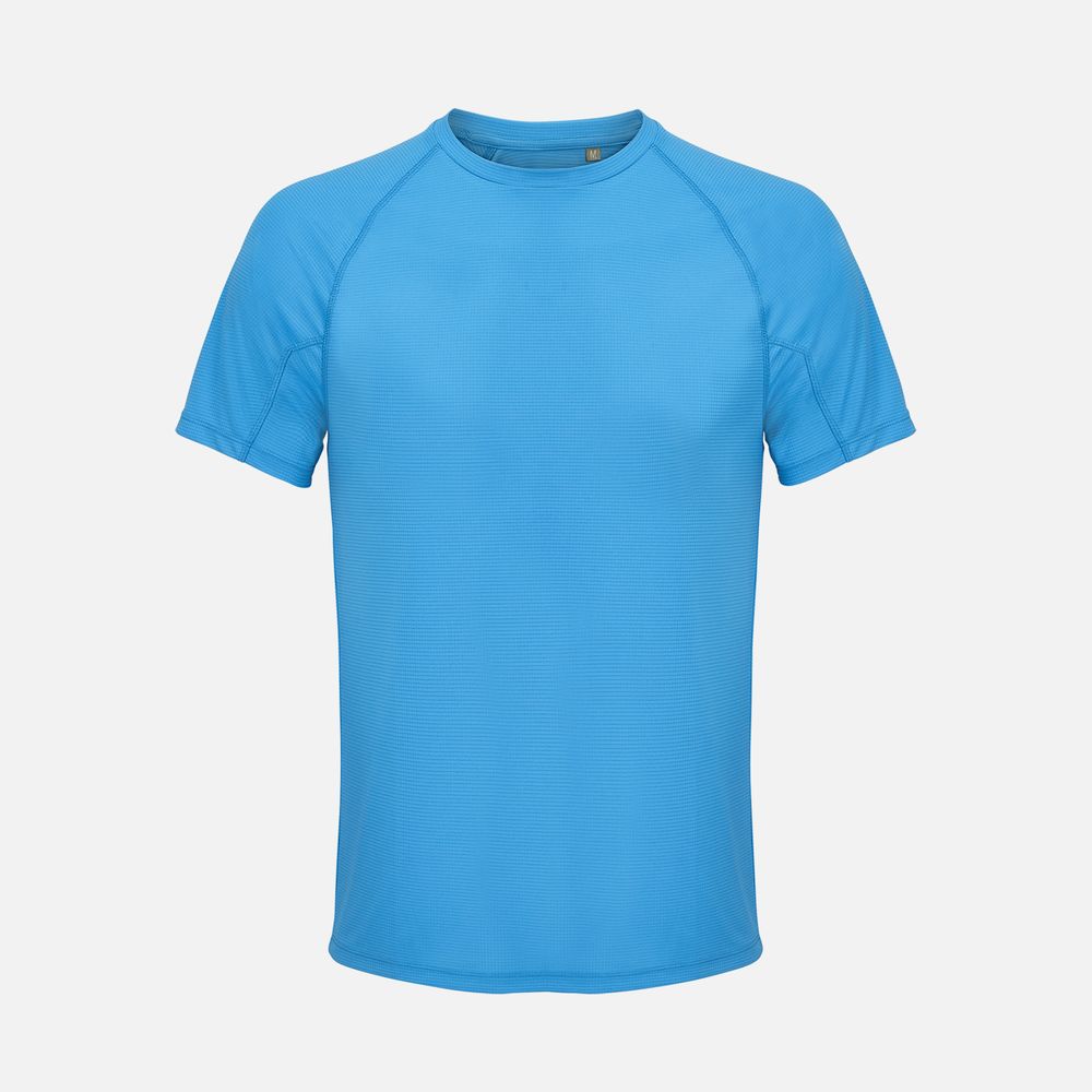 Футболка спортивная унисекс Vortex, ярко-бирюзовая с логотипом