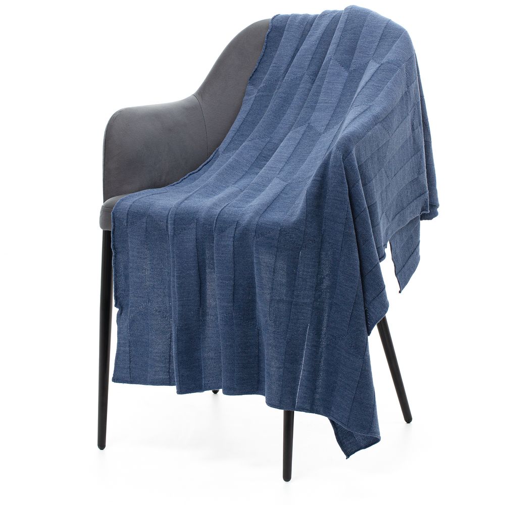 Плед Rombus, синий меланж (джинс) с логотипом