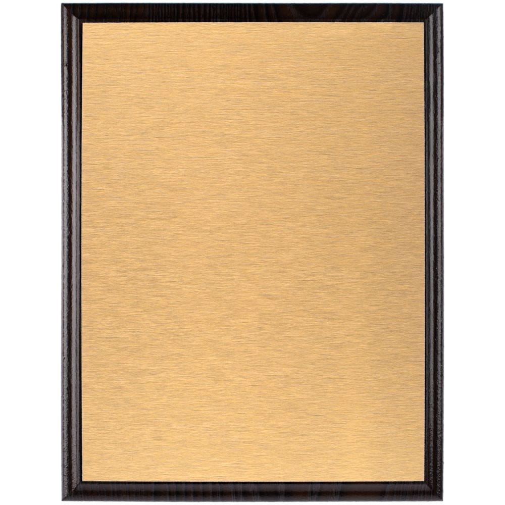 Плакетка Plaque, большая, венге с золотистой пластиной с логотипом