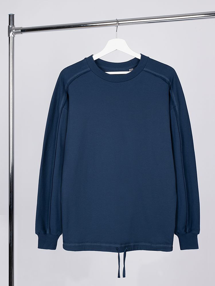 Свитшот унисекс Vozduh, темно-синий с логотипом