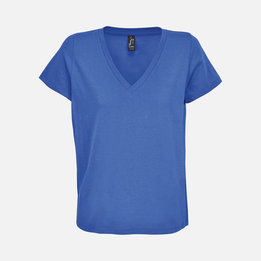 Футболка женская Regent Women с V-образным вырезом, ярко-синяя (royal) с логотипом