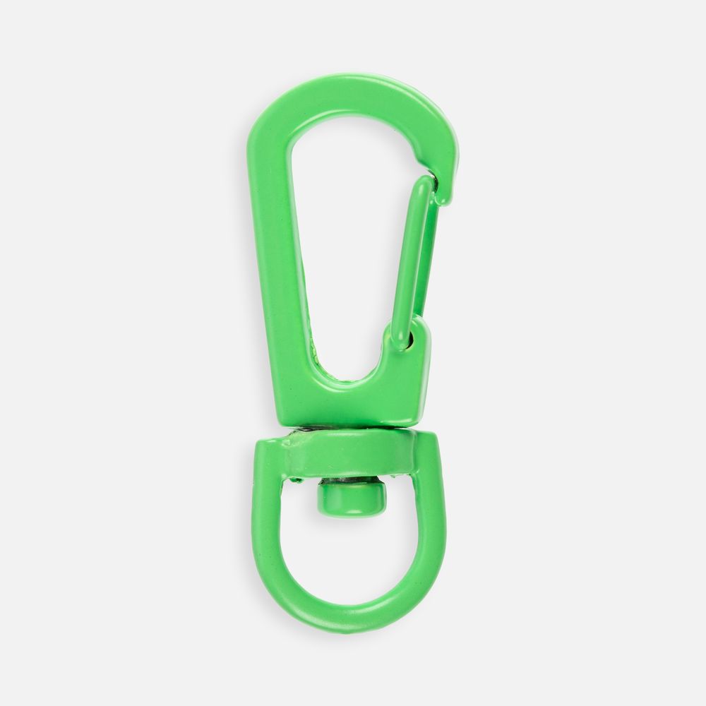 Застежка-карабин Snap Hook, S, зеленый неон с логотипом