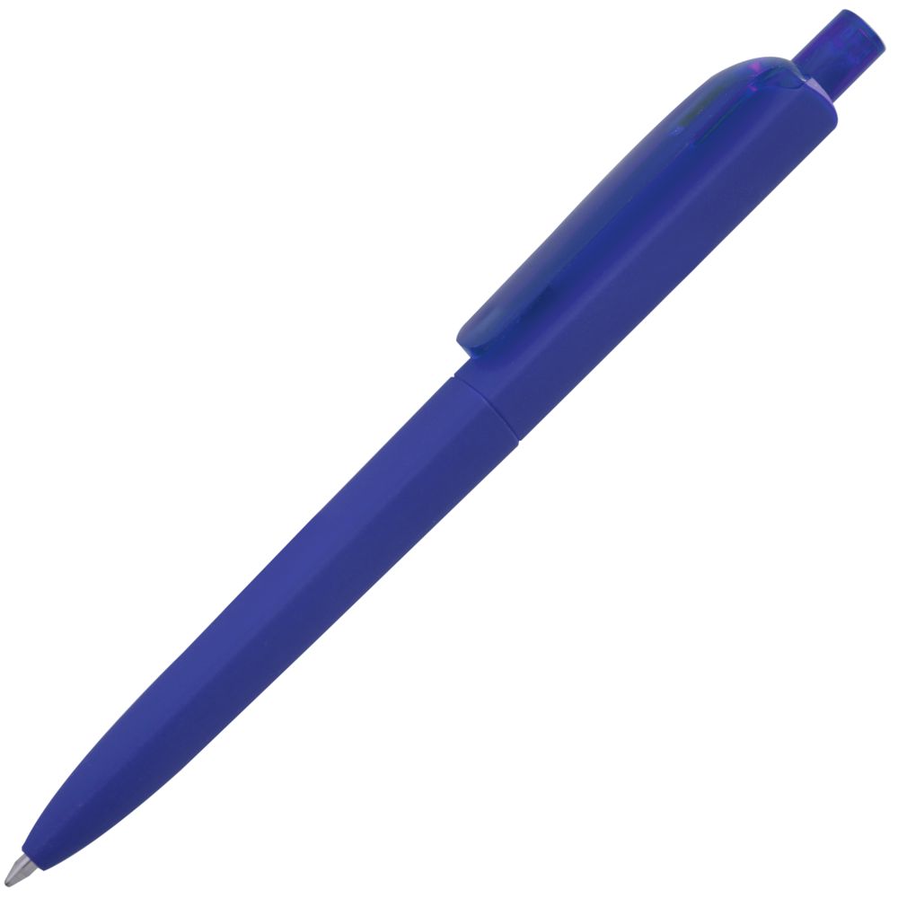 Ручка шариковая Prodir DS8 PRR-T Soft Touch, синяя с логотипом