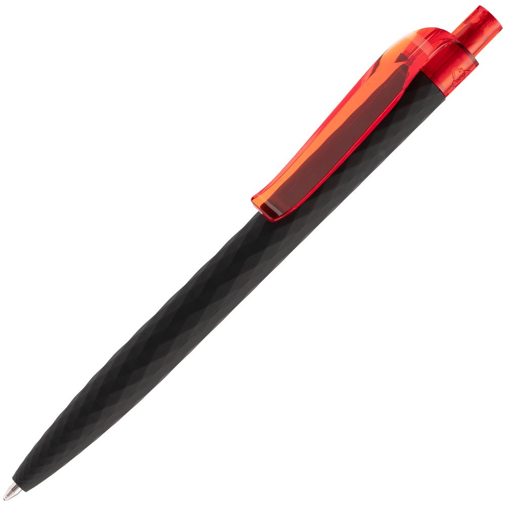 Ручка шариковая Prodir QS01 PRT-T Soft Touch, черная с красным с логотипом
