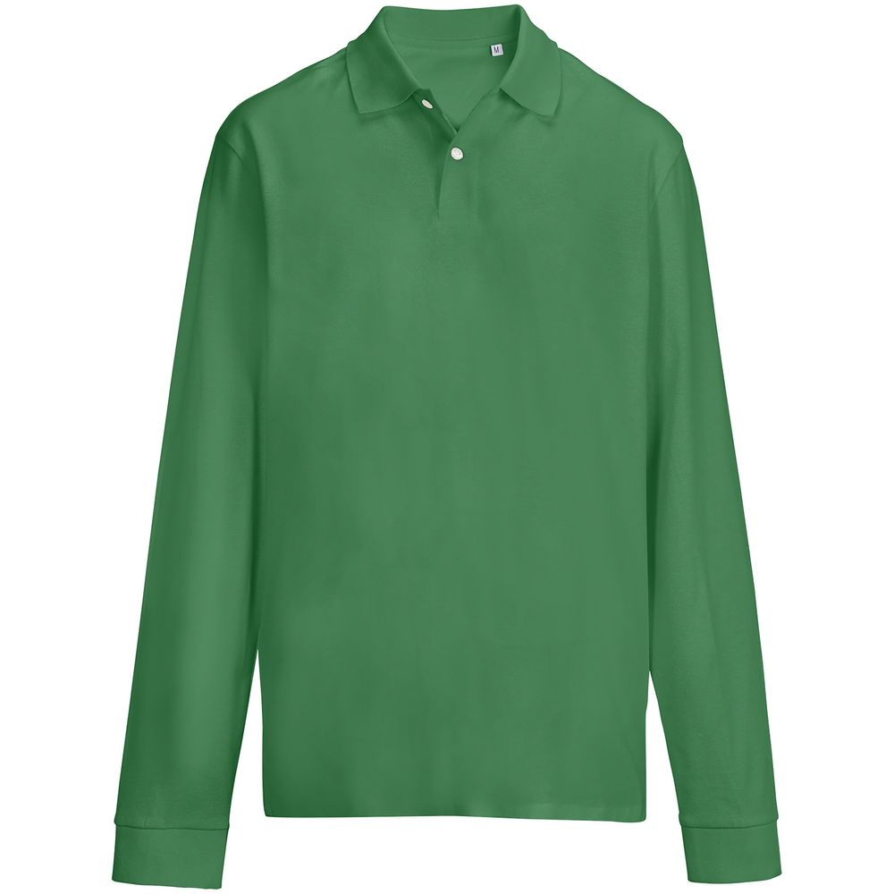 Рубашка поло унисекс с длинным рукавом Pacific LSL, ярко-зеленая с логотипом