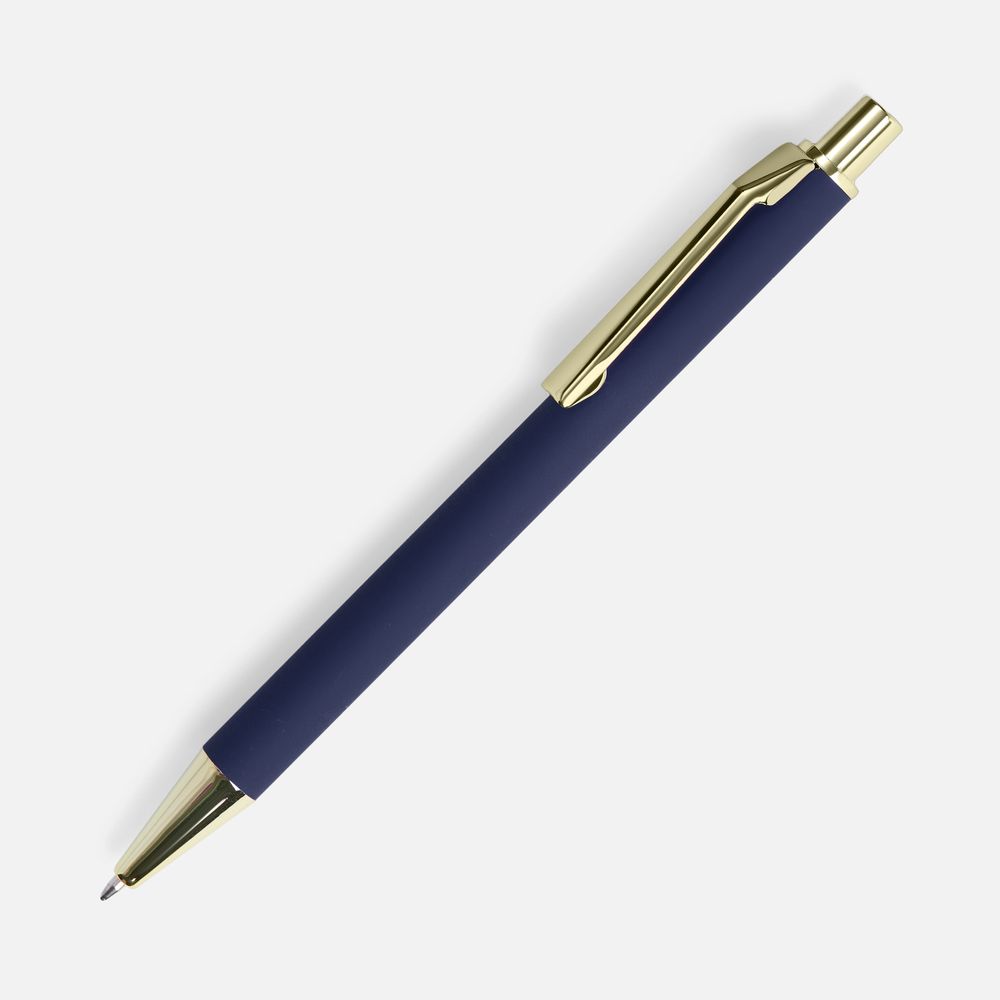Ручка шариковая Lobby Soft Touch Gold, синяя с логотипом