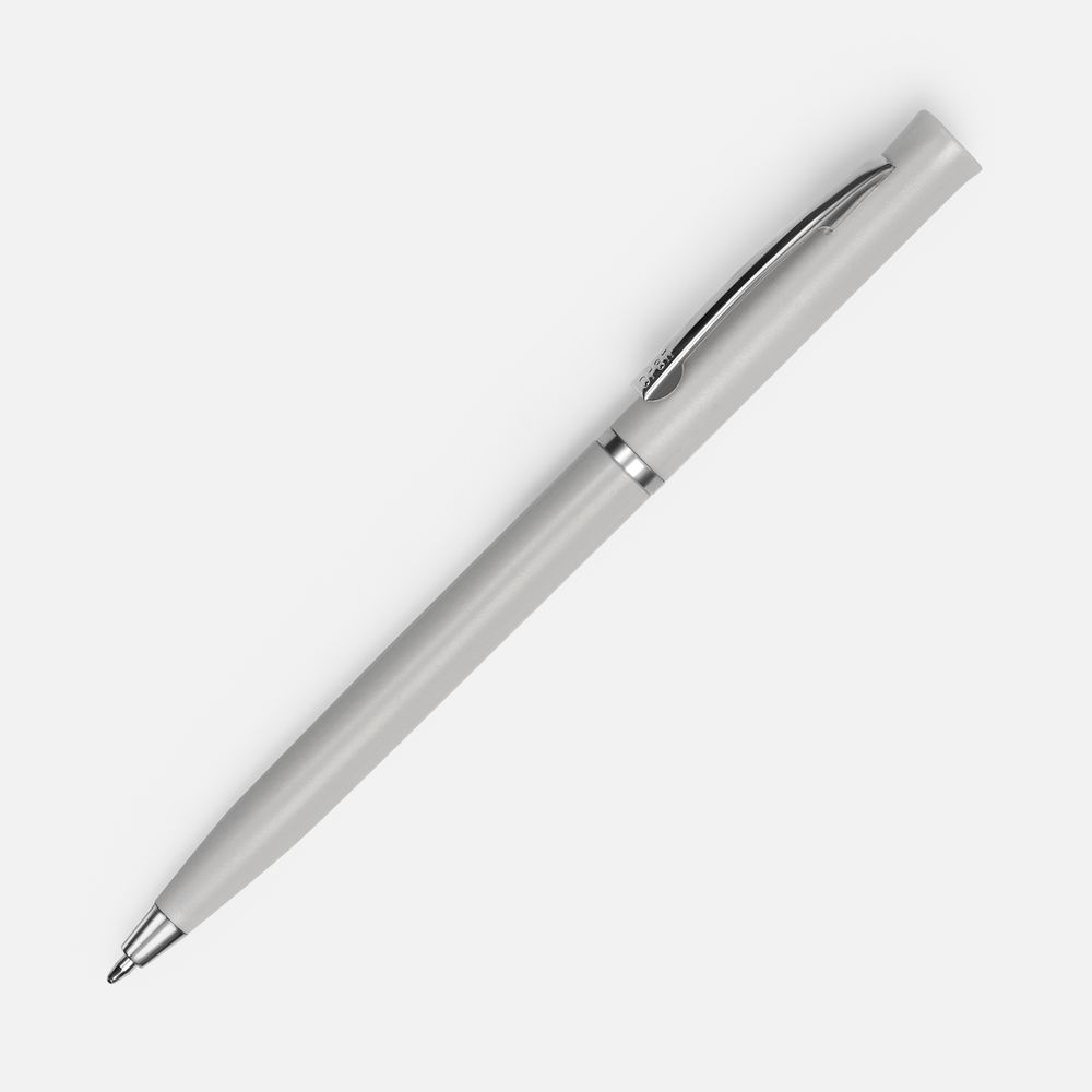 Ручка шариковая Euro Chrome, серая с логотипом
