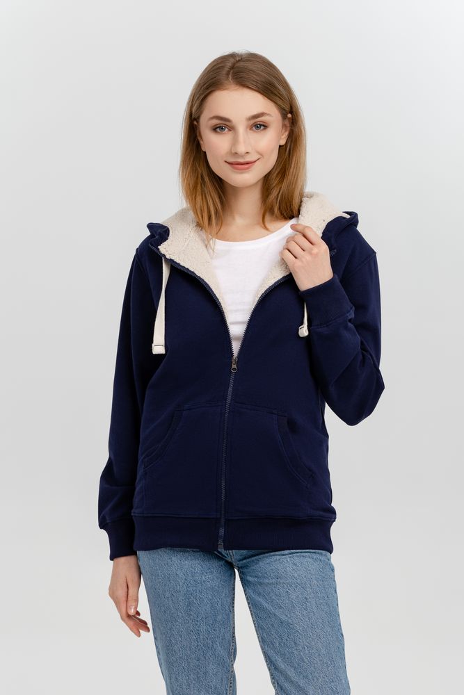 Толстовка на молнии Kulonga Sherpa, темно-синяя с логотипом