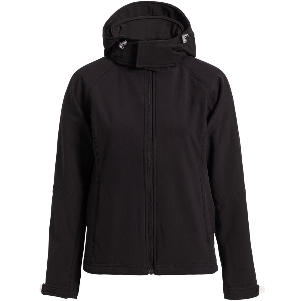 Куртка женская Hooded Softshell черная с логотипом