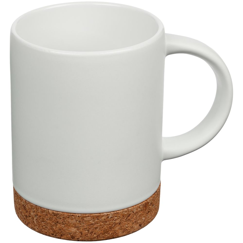 Кружка с пробковой подставкой Corky, белая с логотипом